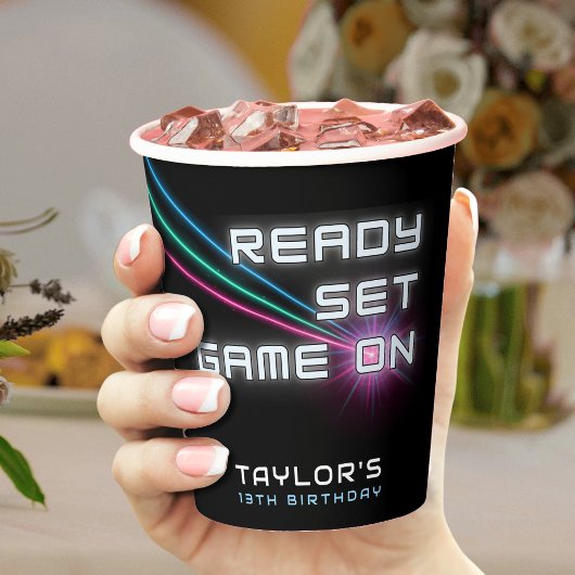 Laser Tag Neon Birthday Party Pappbecher