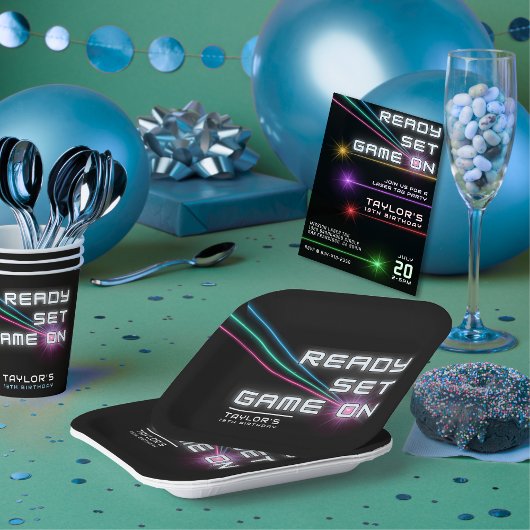 Laser Tag Neon Birthday Party Pappbecher