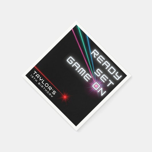 Laser Tag Neon Birthday Party Serviette (Ecke)