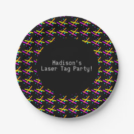 Laser Tag Neon Confetti Beams Glow Party Spaß Pappteller
