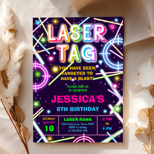 Laser Tag Neon Glow Geburtstagseinladung Einladung