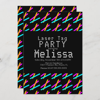 Laser-Tag Neon glühen im dunkellichtfarbenen Party Einladung