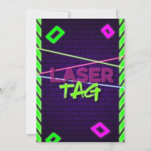 Laser Tag Party Neon Birthday Einladung (Rückseite)