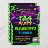 Laser Tag Party Neon Birthday Einladung (Vorne/Hinten)