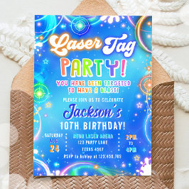 Laser Tag Party Neon Lasergame Glow Jungen Geburts Einladung