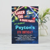 Laser Tag Roller Skate Geburtstagsparty Einladung (Stehend Vorderseite)