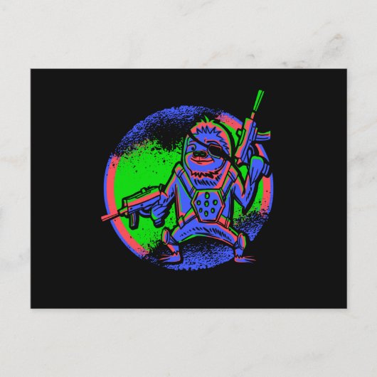 Laser Tag Sloth Postkarte (Vorderseite)