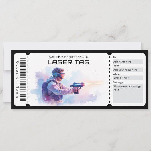 Laser Tag Ticket  Einladung (Vorderseite)