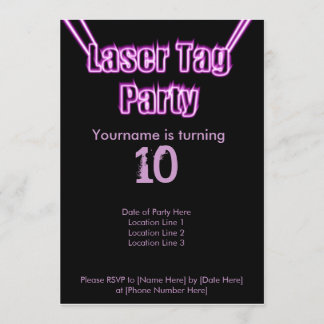 Laser-Umbau-Party-lila Einladung