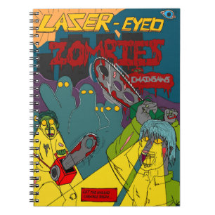 Laseräugige Zombies mit Kettensägen Notizbuch Notizblock