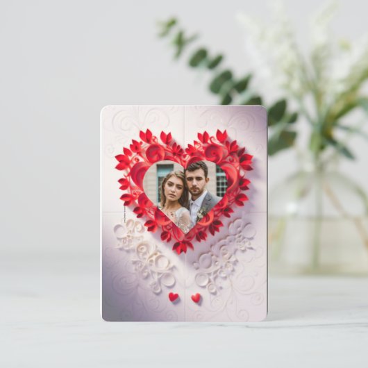 Laserschneiden rotes Papier Herz Save the Date Ein Einladung (Stehend Vorderseite)