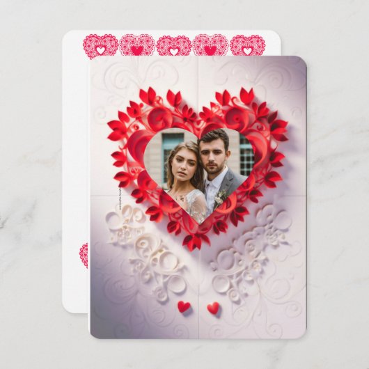 Laserschneiden rotes Papier Herz Save the Date Ein Einladung (Vorne/Hinten)