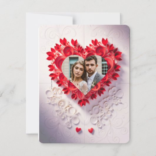 Laserschneiden rotes Papier Herz Save the Date Ein Einladung (Vorderseite)