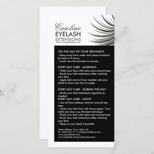 Lash Aftercare Curry Lashes Weiß und Schwarz Dankeskarte (Vorne/Hinten)