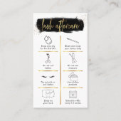 Lash Aftercare Guide Black & Gold Glitzer Salon Visitenkarte (Vorderseite)