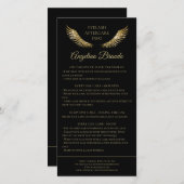 Lash Aftercare Info Gold Glitzer Wings Black Dankeskarte (Vorne/Hinten)