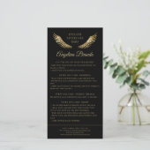 Lash Aftercare Info Gold Glitzer Wings Black Dankeskarte (Stehend Vorderseite)