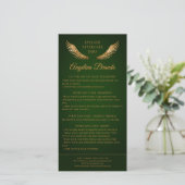 Lash Aftercare Info Gold Glitzer Wings Green Dankeskarte (Stehend Vorderseite)