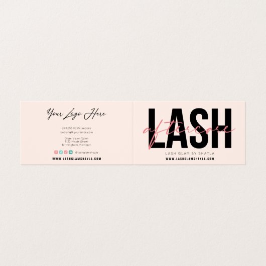 Lash Aftercare Instructions & Appointment Loyalty Visitenkarten (Außenseite Aufgefaltet)