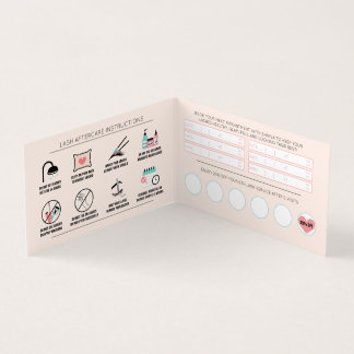 Lash Aftercare Instructions & Appointment Loyalty Visitenkarten