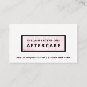 Lash Aftercare Instructions Card Visitenkarte (Vorderseite)