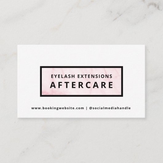 Lash Aftercare Instructions Card Visitenkarte (Vorderseite)
