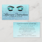 Lash Aftercare Instructions Turquoise Glam Glitzer Visitenkarte (Vorne/Hinten)