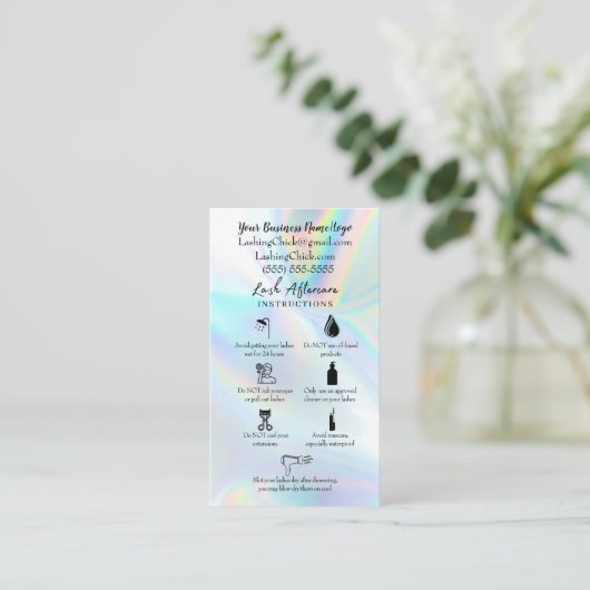 Lash Aftercare Instruktionskarte Visitenkarte (Stehend Vorderseite)