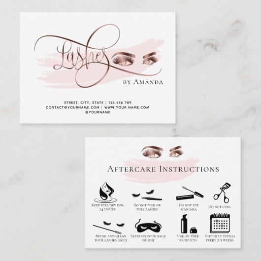 Lash Aftercare Lashes Aftercare Card Marmor Empfehlungskarte (Vorne/Hinten)