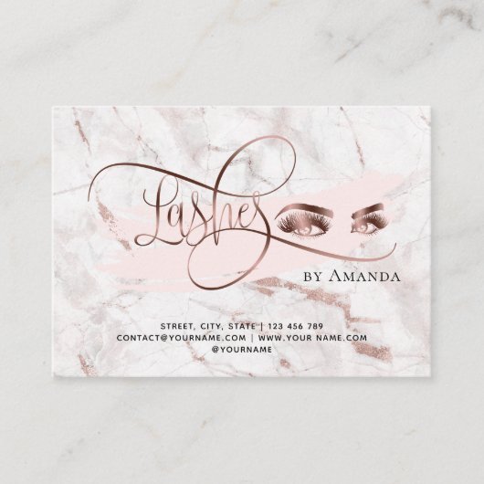 Lash Aftercare Lashes Aftercare Card Marmor Empfehlungskarte (Vorderseite)
