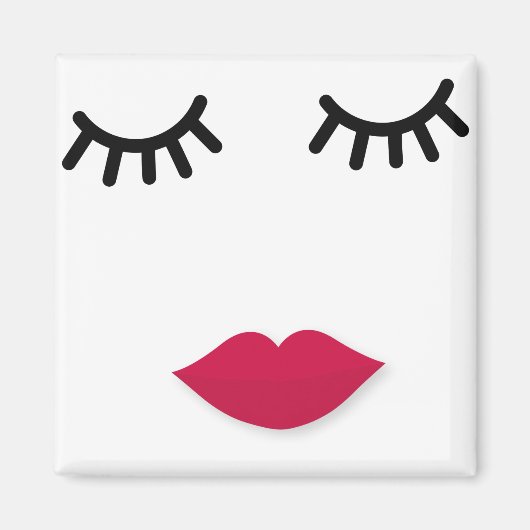 Lash and Red Lip Sweet Girl Portrait Magnet (Vorne)