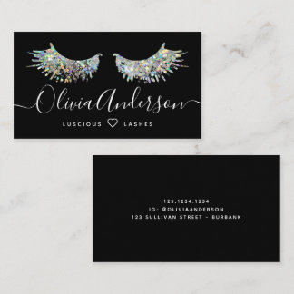 Lash Artist Black Holographic Glitzer Visitenkarte