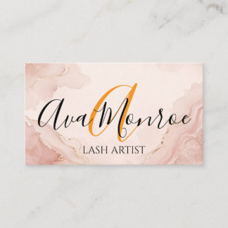 Lash Artist Blush Marmor Gold Monogramm Visitenkarte