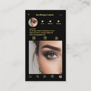 Lash Artist instagram Foto Grid Qr Code Black Visitenkarte