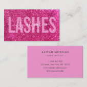 Lash Artist Typografy Funkelnd Pink Glitzer Visitenkarte (Vorne/Hinten)