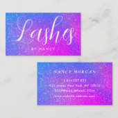 Lash Artist Typografy Lila Holographic Glitzer Visitenkarte (Vorne/Hinten)