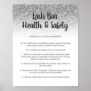 Lash Bar Health Safety Poster Silver Glitzer