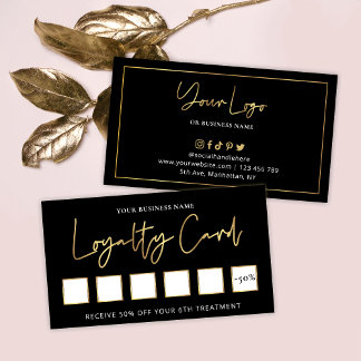 Lash Beauty Salon Black & Gold Logo Chic Kunde Treuekarte