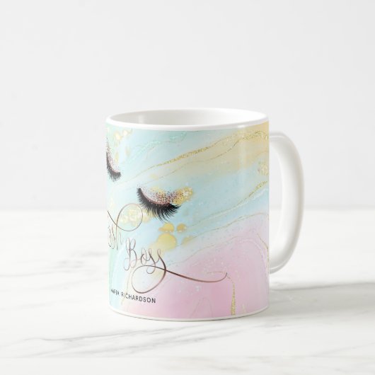 Lash Boss Makeup Eyebrow Eyes Lashes Gold Kaffeetasse (VorderseiteRechts)