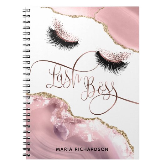 Lash Boss Makeup Eyebrow Eyes Lashes Rosa Notizblock (Vorderseite)