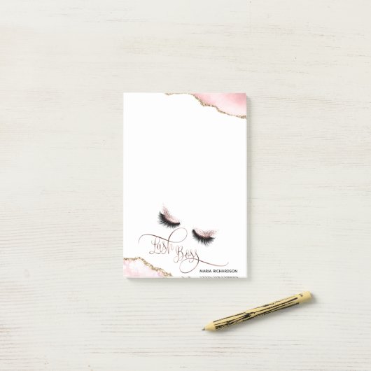 Lash Boss Makeup Eyebrow Eyes Lashes Rosa Post-it Klebezettel (Auf Schreibtisch)