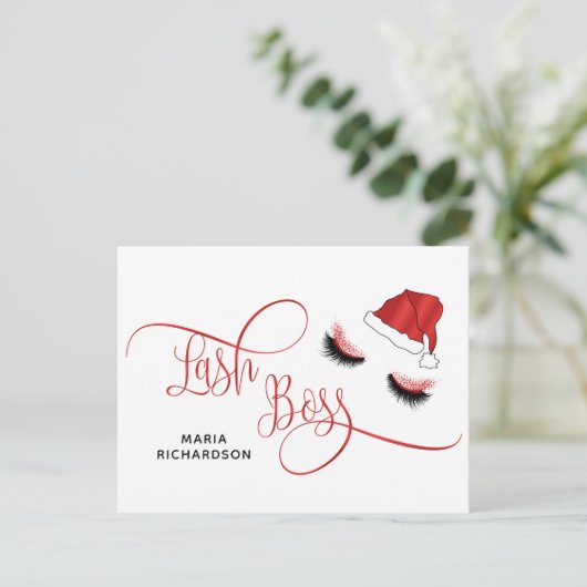 Lash Boss Santa Lashes Weihnachten Postkarte (Stehend Vorderseite)