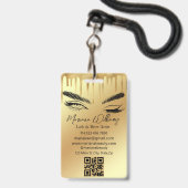 lash & brow artist qr code gold dripping business ausweis (Vorderseite mit Schlüsselband)