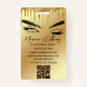 lash & brow artist qr code gold dripping business ausweis (Vorderseite)