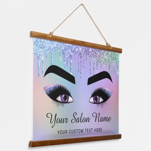 Lash Brow Glitzer Beauty Business Wandteppich Mit Holzrahmen (Gewinkelt)
