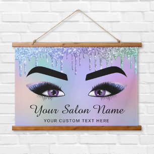 Lash Brow Glitzer Beauty Business Wandteppich Mit Holzrahmen