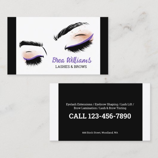 👁️ Lash & Brow machen Berufliche Visitenkarte (Vorne/Hinten)