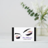 👁️ Lash & Brow machen Berufliche Visitenkarte (Stehend Vorderseite)