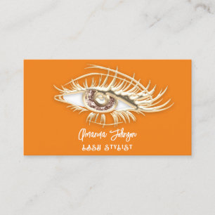 Lash Brow Makeup Logo Orange Rosa Auge QrCode Gold Visitenkarte