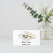 Lash Brow Makeup Logo Weißes grünes Auge QrCode Go Visitenkarte (Stehend Vorderseite)